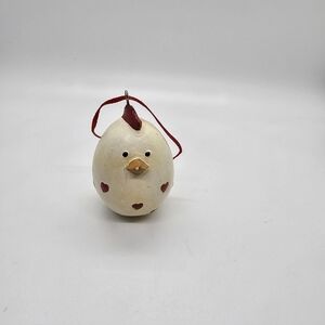 Vtg Silvestri Chicken Egg W/ Hearts Design Country Farm Decor Christmas Ornament